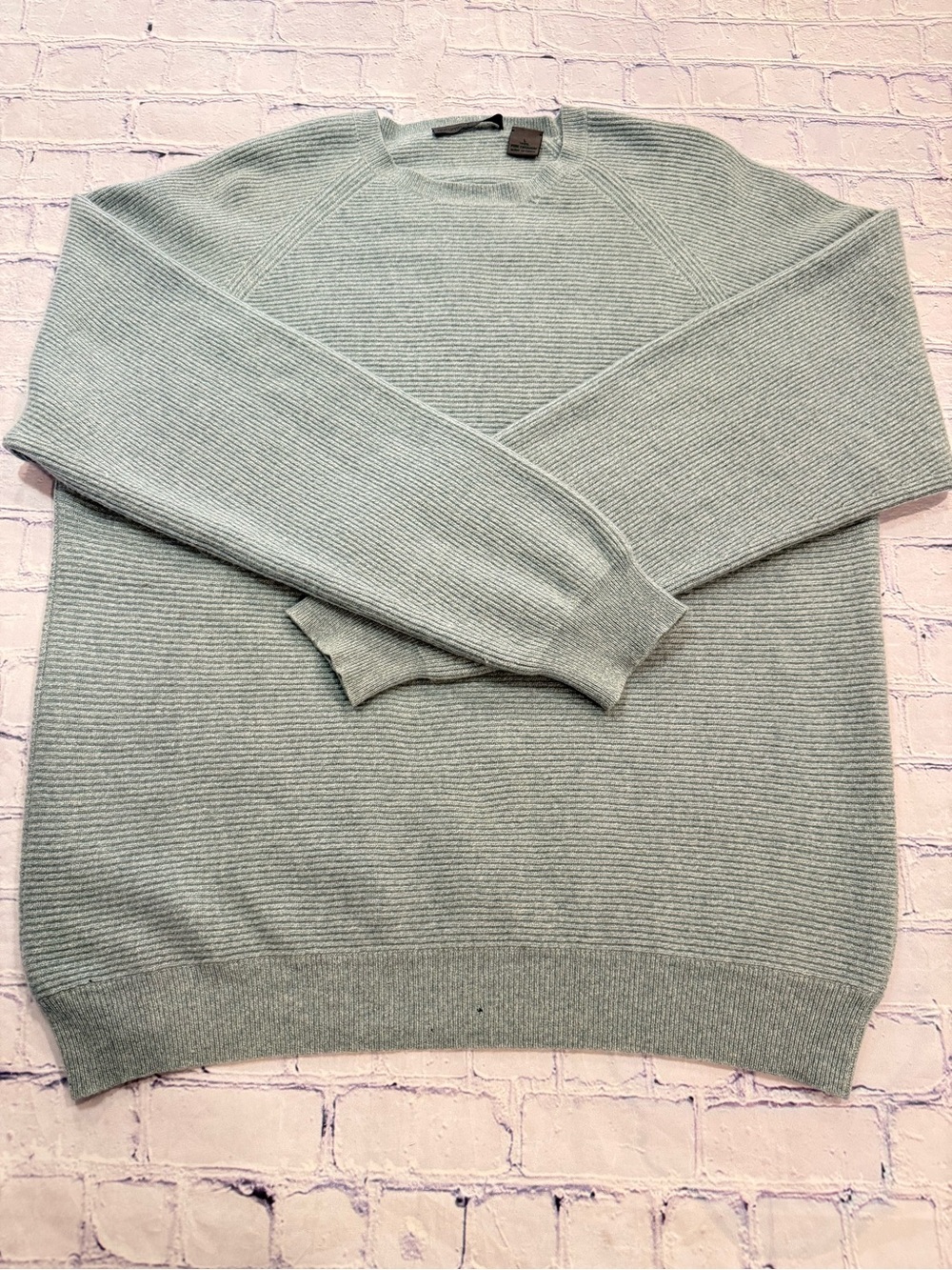 Autumn Cashmere Men's L Mint Ribbed Crewneck Sweater | See Notes